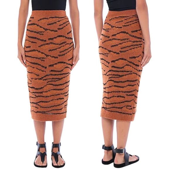 Stella McCartney Animal Intarsia Tiger Slim Fit Pull On Knit Midi Skirt Sz 6 NWT - Picture 7 of 12